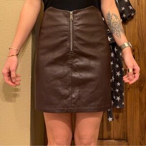 EVNL Brown Vegan Leather Skirt